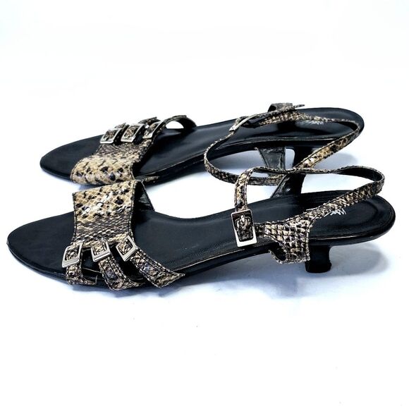 Mossimo Strappy Snakeskin Slide Kitten Heels with Buckles Sz 9.5 - Picture 3 of 10